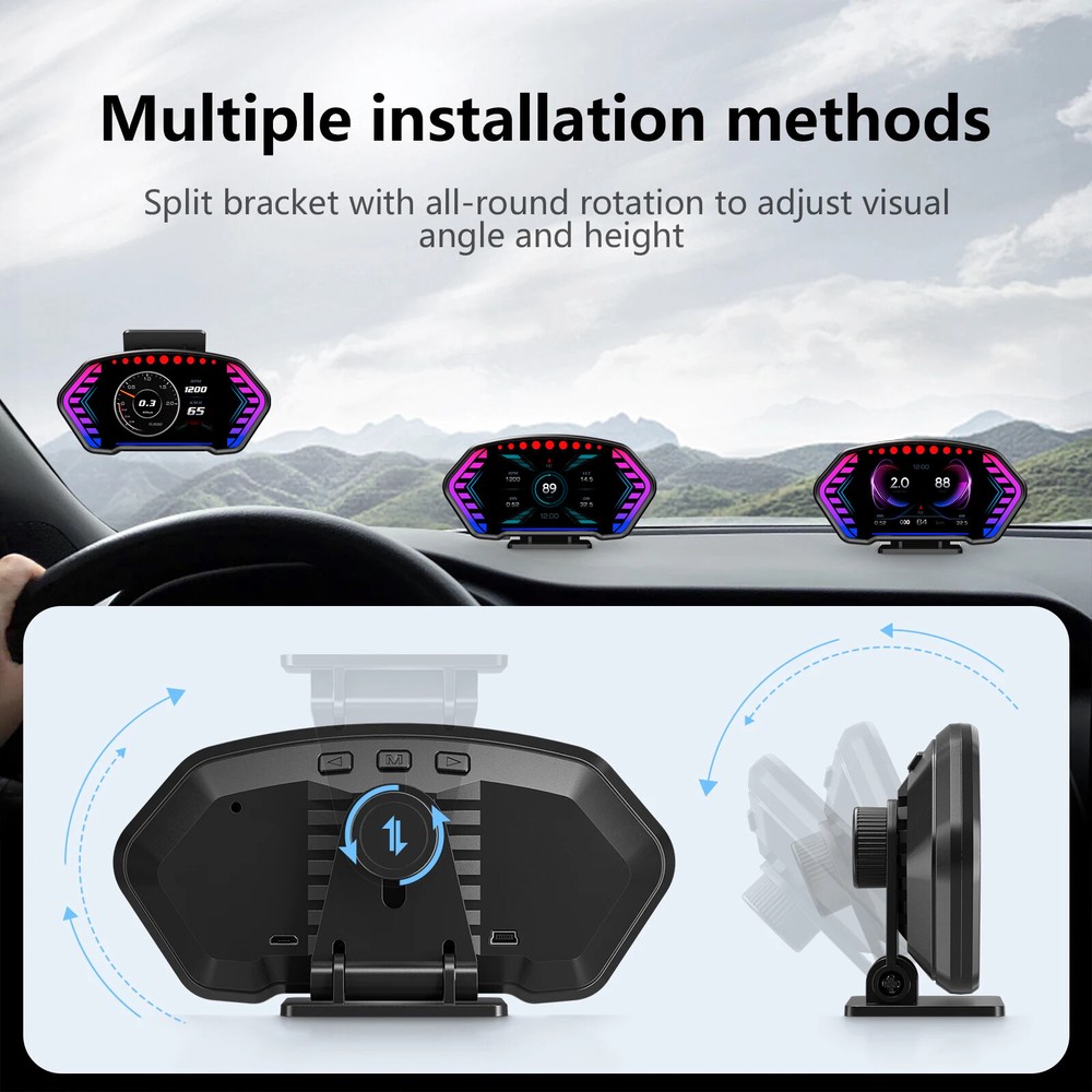 ANCEL P3 Head Up Display Auto GPS Speedometer Multi-function OBD LCD Instrument