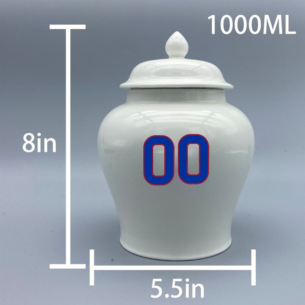 Ceramic Medium Urn for Chicago Cubs Baseball Theme, Custom Text & Number