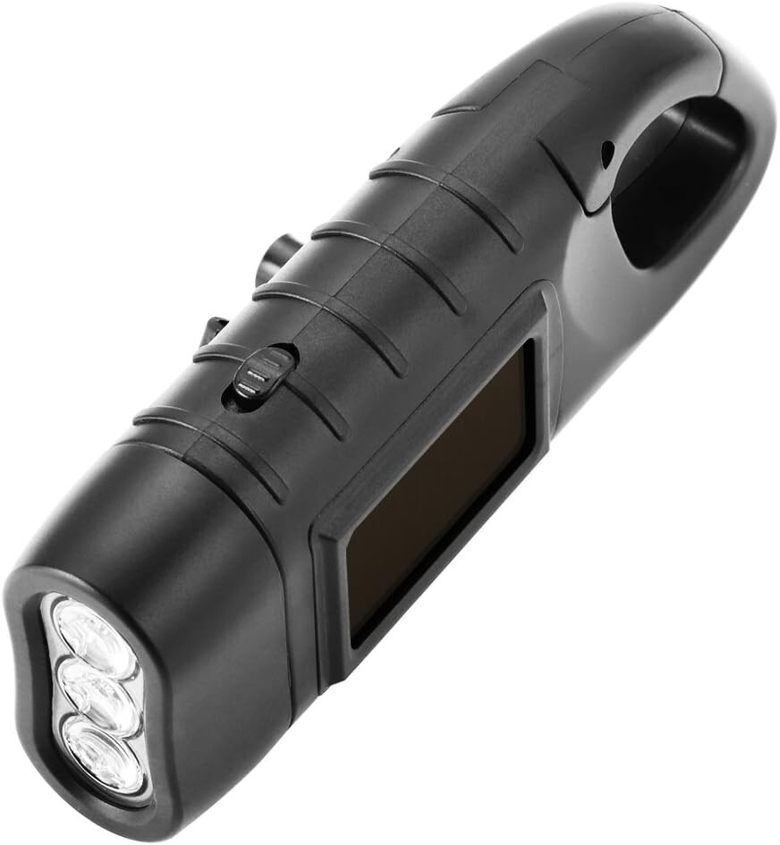 Hand Crank Emergency Solar Panel Survival Flashlight Camping Hiking Backpack