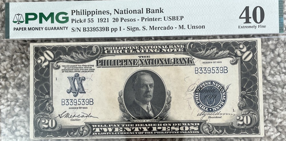 1921 20 Pesos Philippines XF40