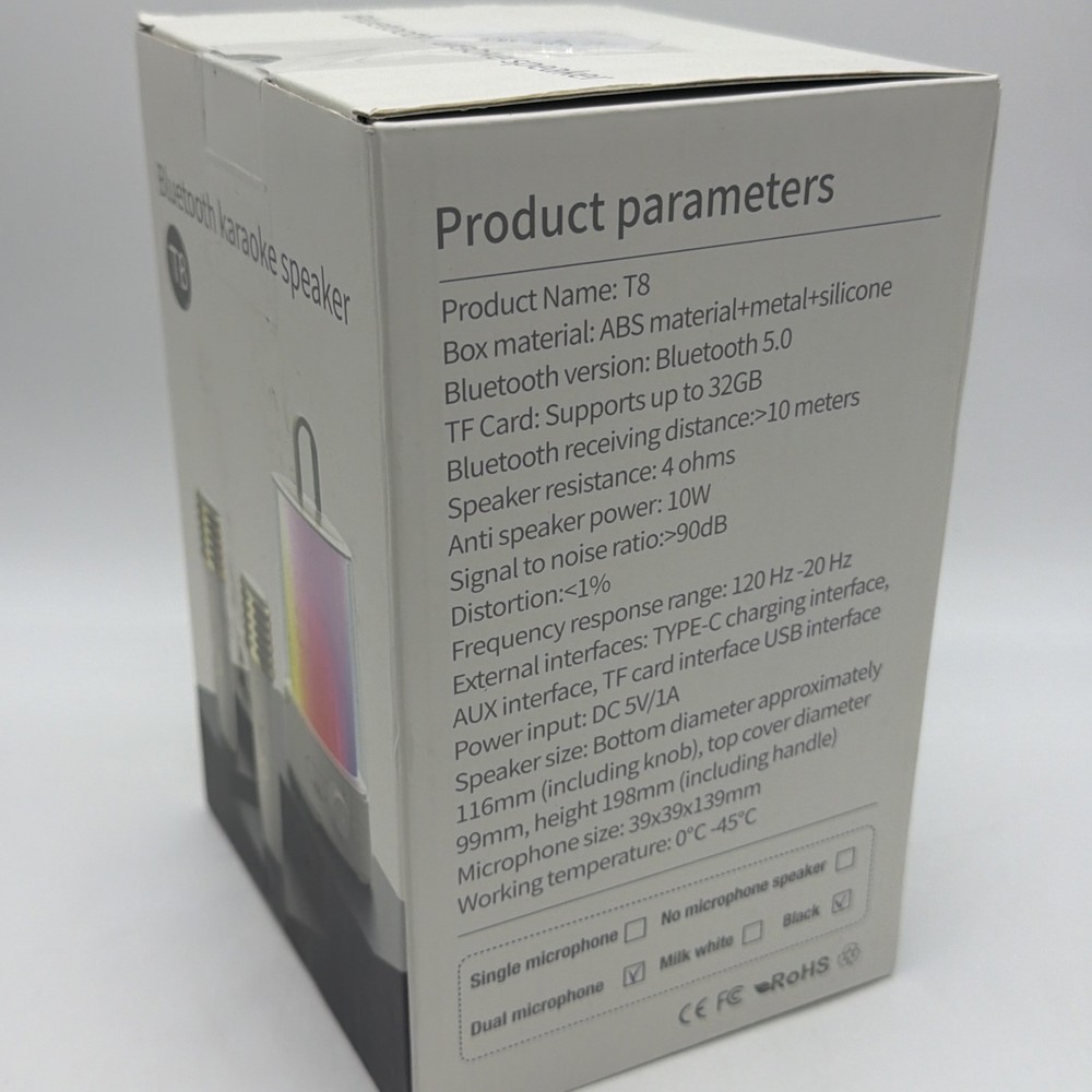 Bluetooth Karaoke Speaker T8 Dual Microphone Black