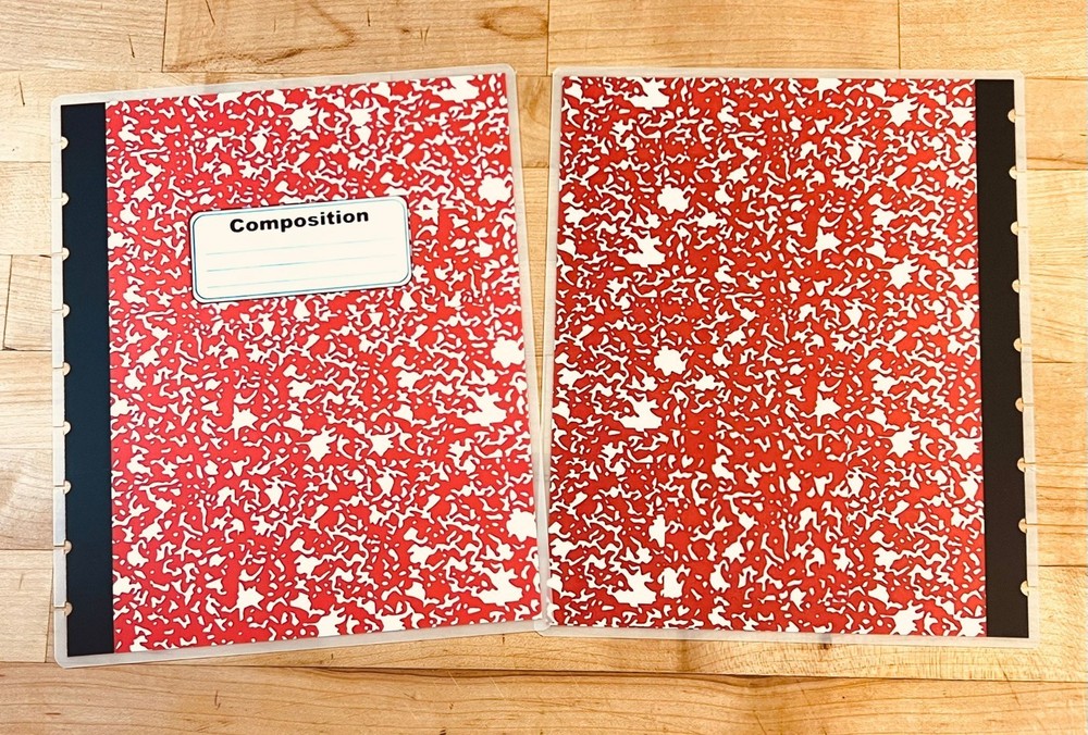 MATTE Composition Red Front & Back Cover Set 4 use with Classic HAPPY Planner~