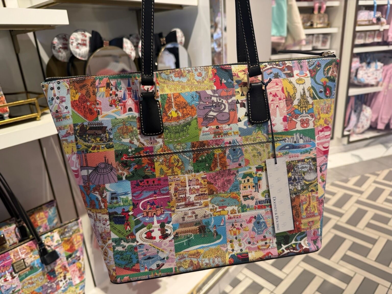 2026 Disney Parks Dooney & Bourke Vintage Park Map Icons Tote Bag NWT