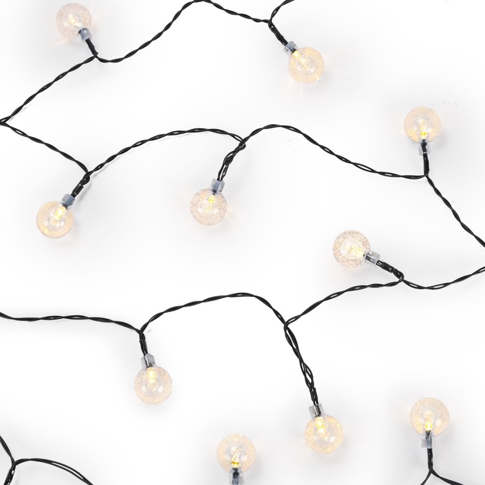 30ct Solar Garden Decorative Globe Bubble Warm White String Lights