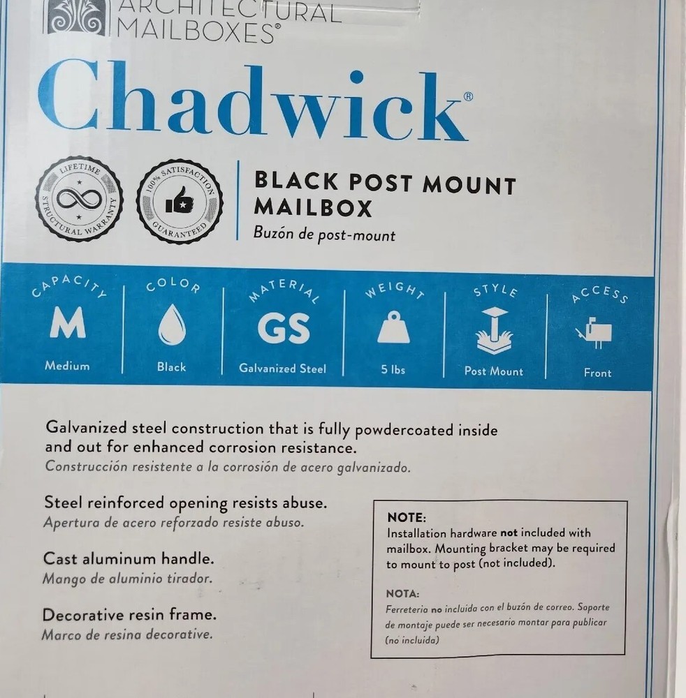 Architectural Mailboxes Black Post Mount Mailbox Rust-Resistant Galvanized Steel