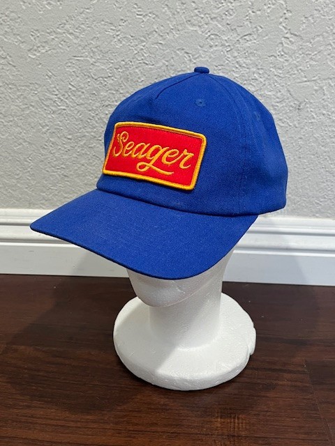 Seager Hat Cap Snap Back Blue Red Hemp Patch Embroidered