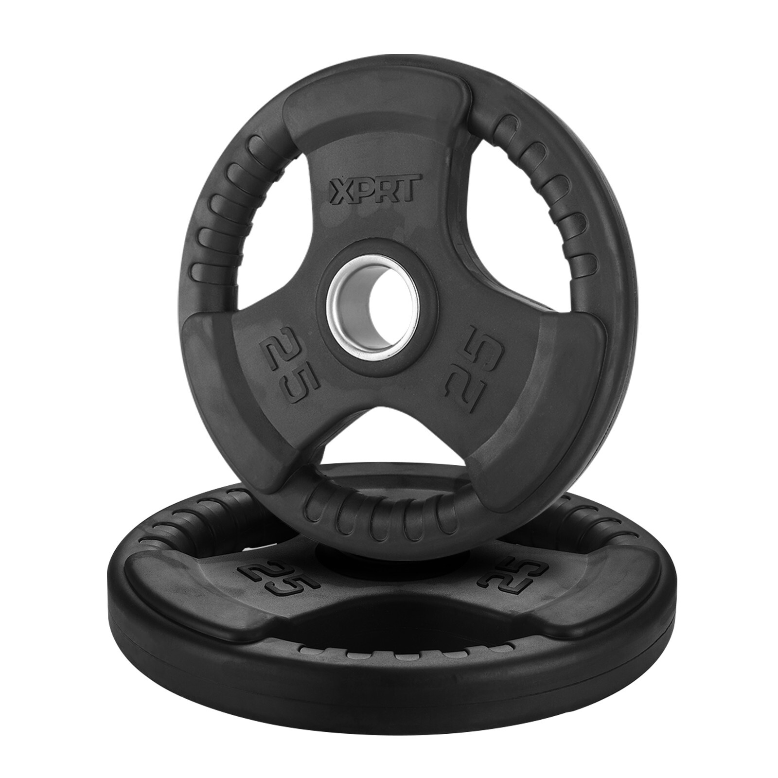 XPRT Fitness Olympic Weight Plates 2.5-45lb Rubber Coated Triple-Grip Home Gym W