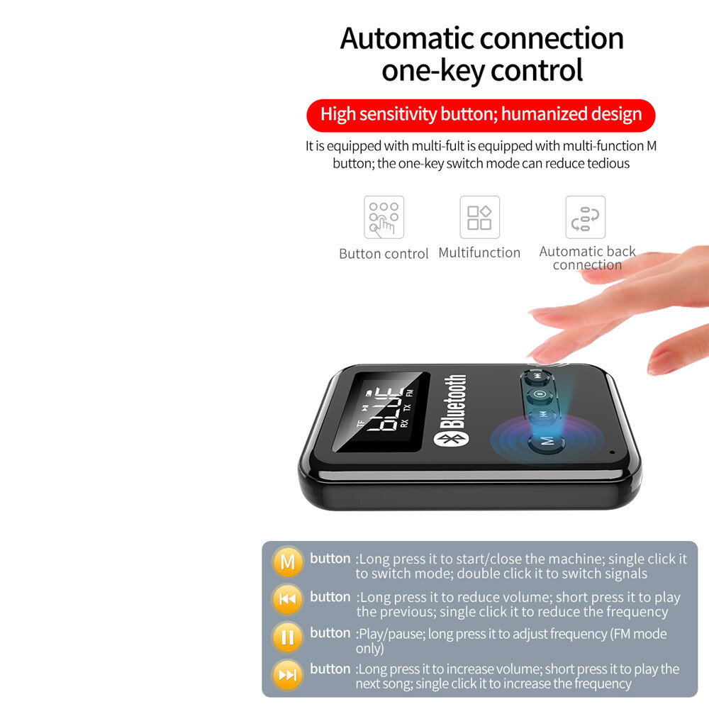 Wireless Bluetooth Transmitter Receiver Stereo Audio Adapter Speaker For Car SUV