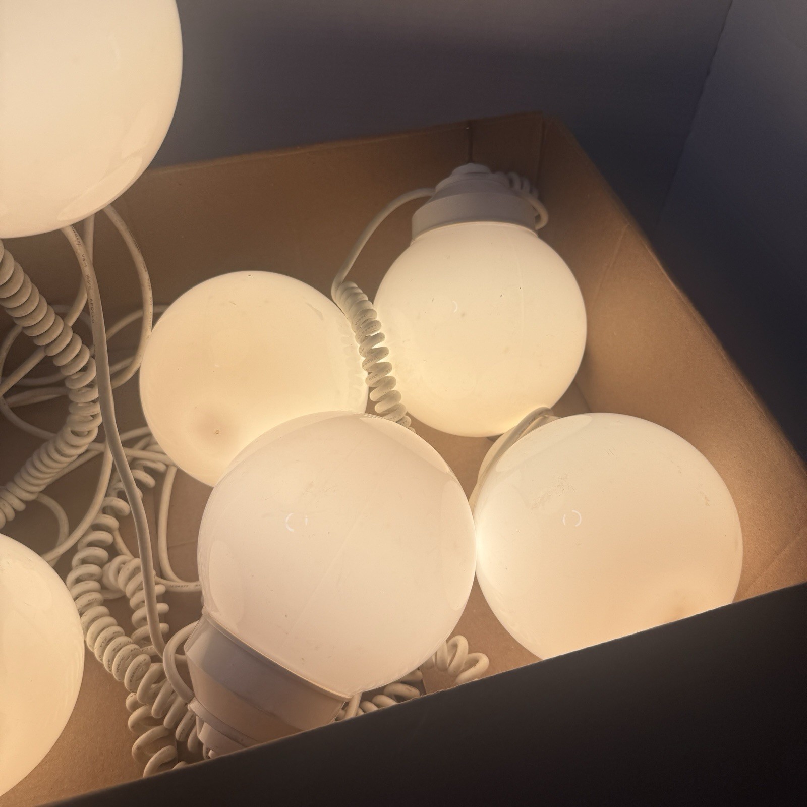 8 Globe Light Set Soft White 6” Globes Cord 30 ft Outdoor String Lights Tent