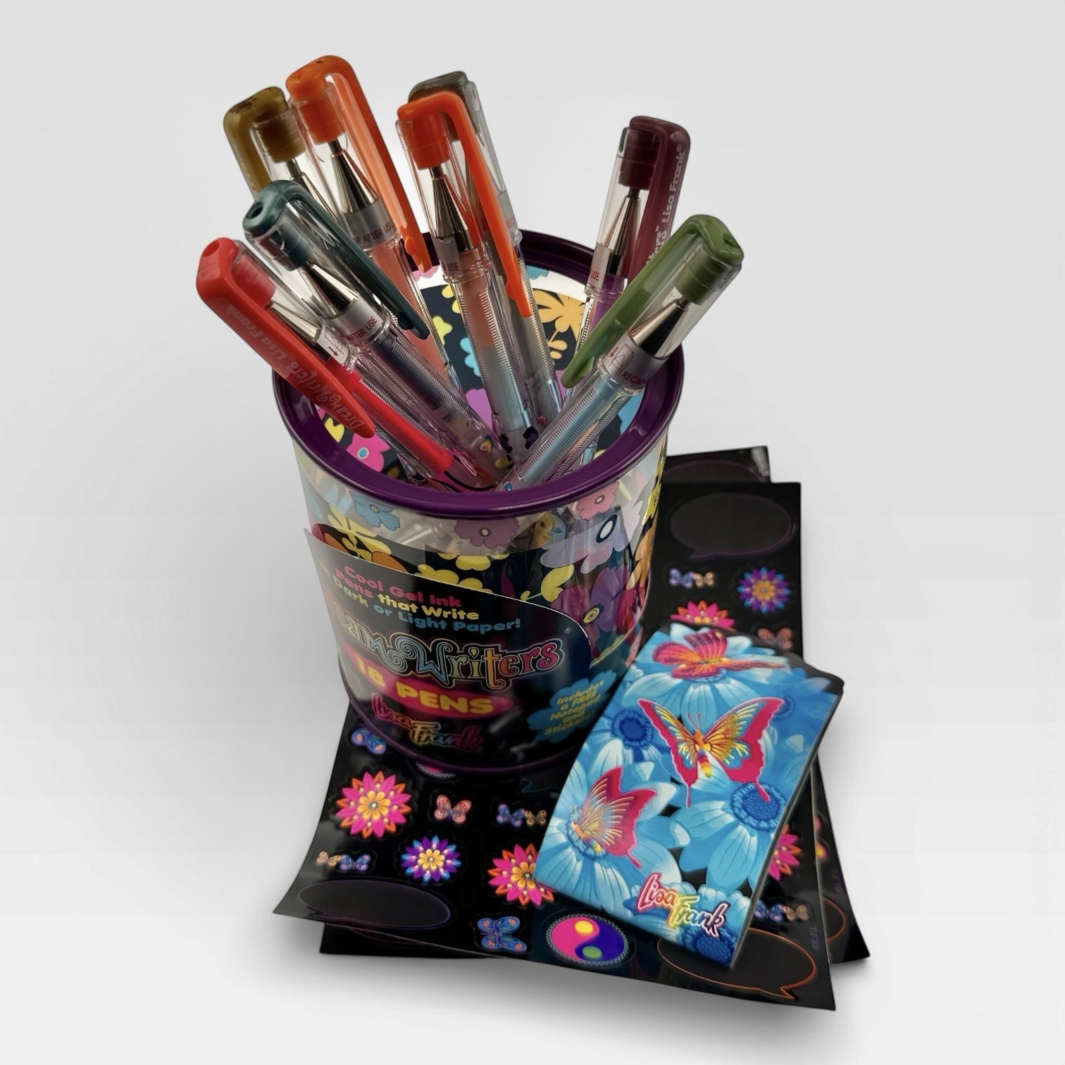 LISA FRANK DREAM WRITERS Vintage LOT Dried Up GEL PENS Stickers Notepad Holder