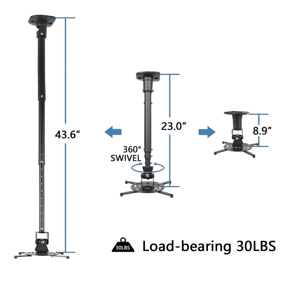 Full Motion Universal Ceiling Projector Mount Bracket with Adjustable Height