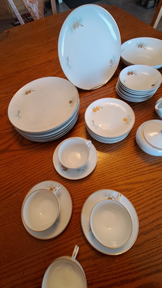 Fukagawa Arita Handpainted 41 Piece Grouping Dinnerware Pine Cone Pattern #904
