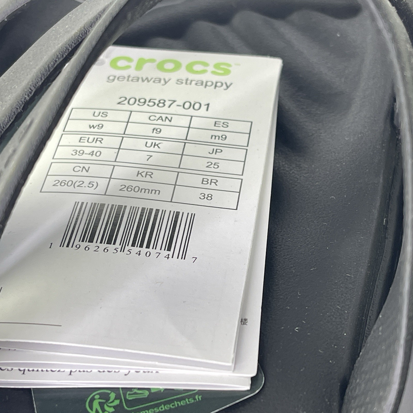 Crocs Getaway Strappy Slip On Sandals Black Womens Size 9