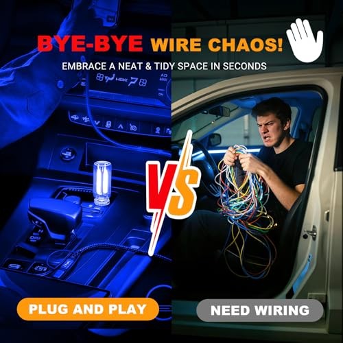 2 PCS USB LED Car Interior Atmosphere Light, Touch Control Adjustable Blue