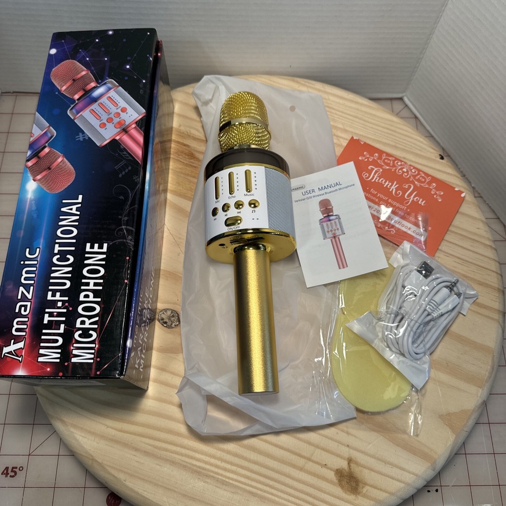 Multi-Functional Microphone By Amazmic, Karaoke, Records Bluetooth/SDCard Modes