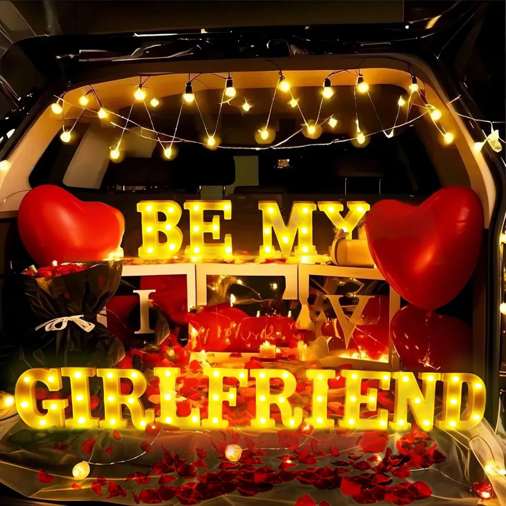 Be My Girlfriend Light up Letters Proposing Decorations Set Includes 14 LED L...