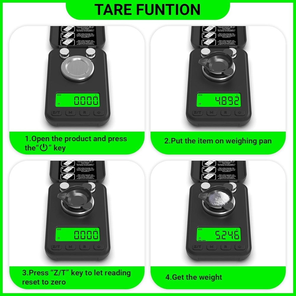 Compact 50g Precision Scale with Adjustable Backlight, Perfect for Reloading