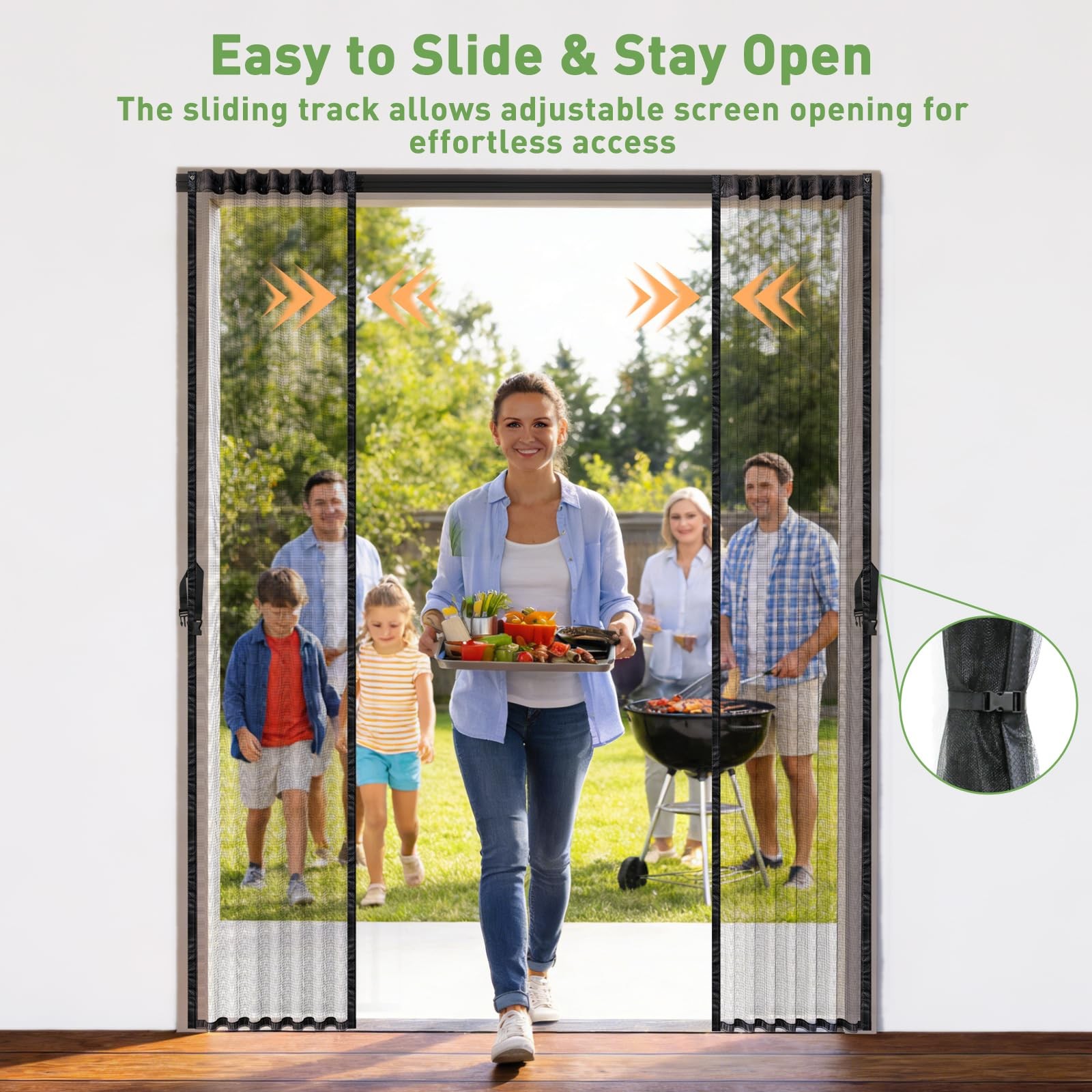 Magnetic Screen Door for Sliding Door, Retractable Sliding Screen Door with T...