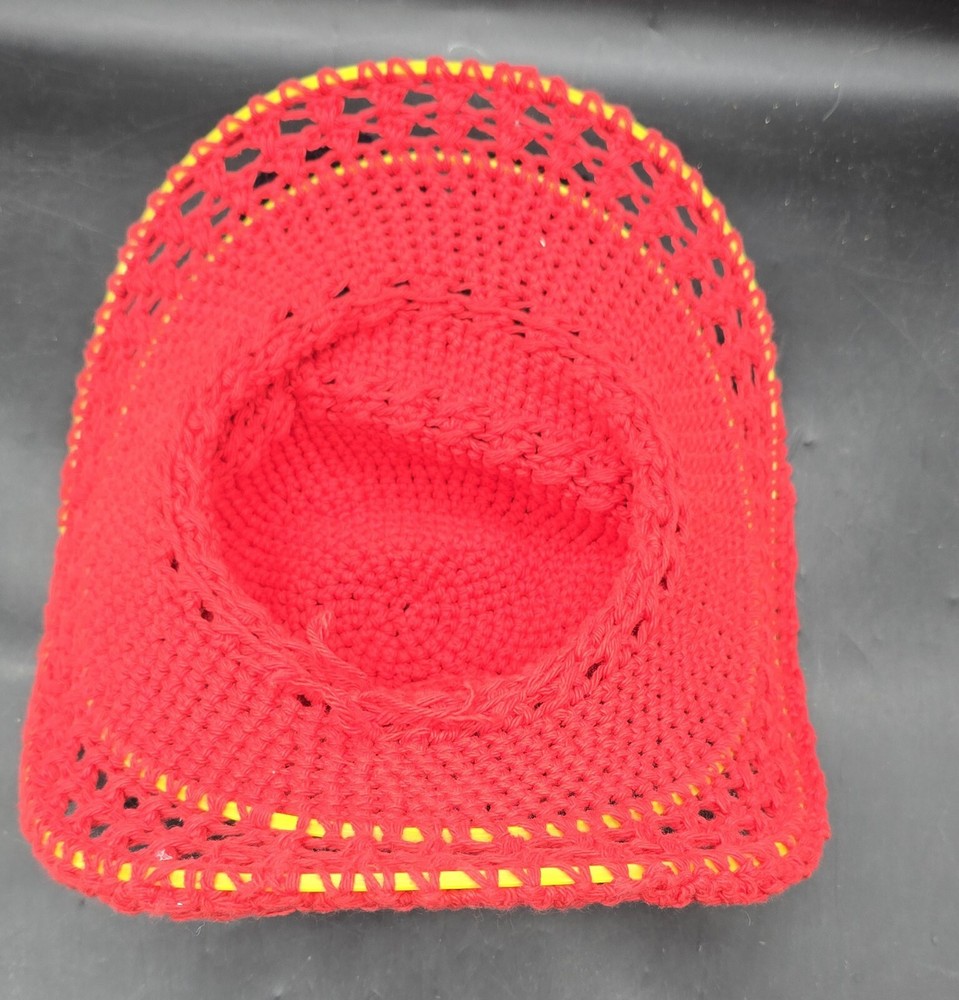 Handmade Crocheted Hat Red Black