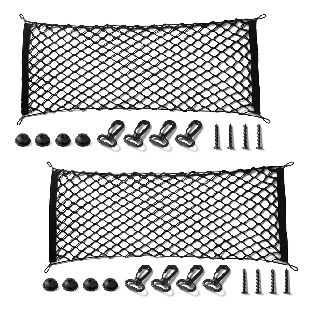2 Packs Cargo Net Stretchable Adjustable Elastic Trunk Storage Net with Hook ...
