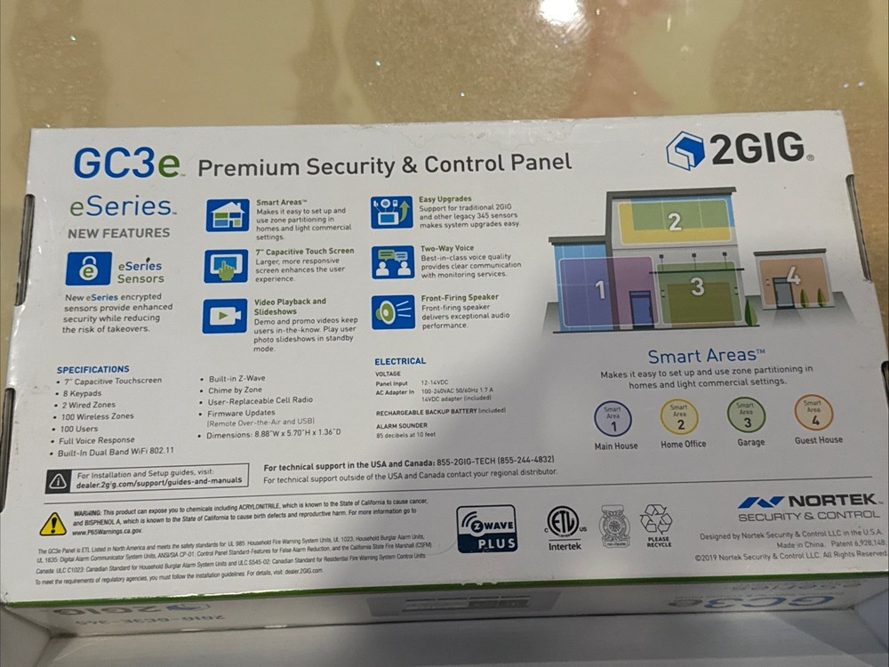 2GIG GC3E-345 7" Touch Screen Security and Control Panel - White