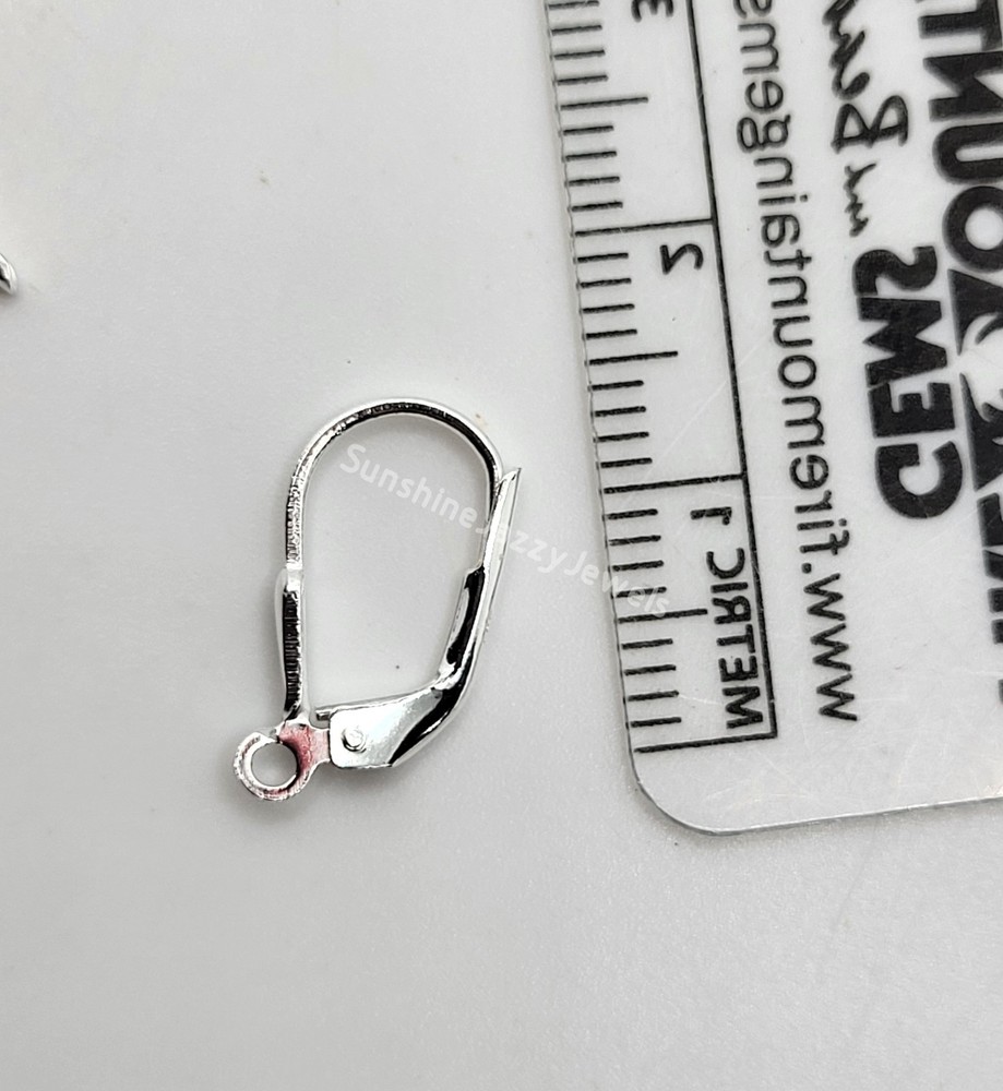 1 pair (2pc) Sterling Silver 925 16mm Leverback Closures w Open Loop; SAME I USE