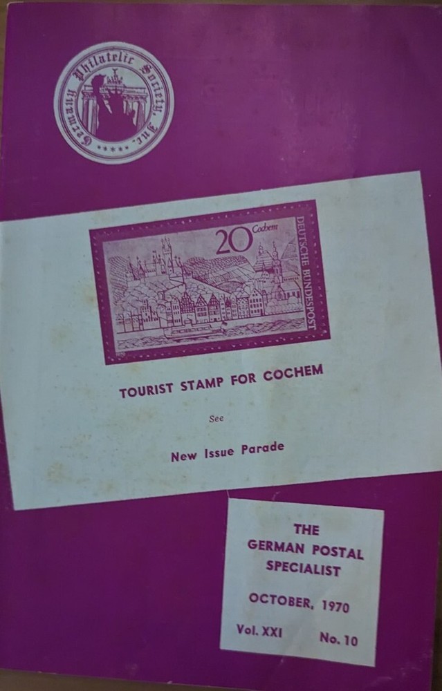 German Postal Specialist Oct 1970 Cochem Tourist Stamp Sudentenland Aufgabeort