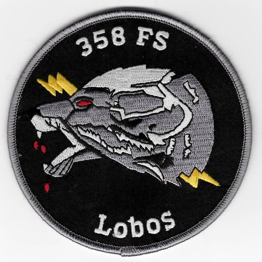 4" LOBOS WOLFHEAD 358TH FIGHTER SQUADRON EMBROIDERED PATCH