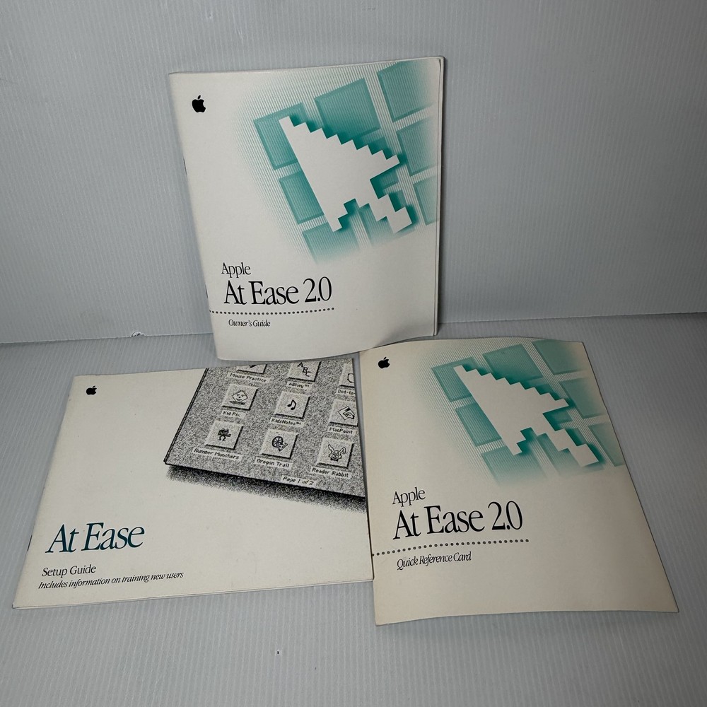 Apple At Ease 2.0 Owner's Guide Setup Quick Reference Card Manuals 3-Book Set