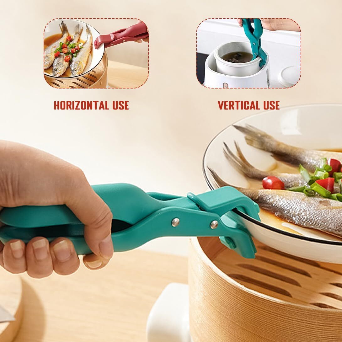 2X Multi-Purpose Anti-Scald Bowl Holder Clip for Kitchen,Silicone Non-Slip Clip