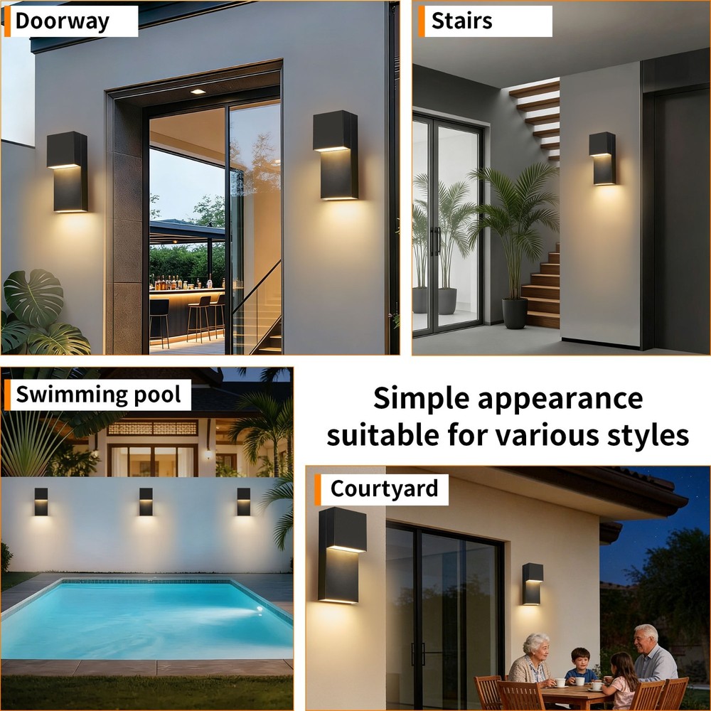 2-Pack 11.8 in. Black Wall Light