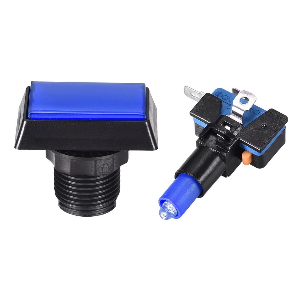 Game Push Button 49x33 Rectangle 12V LED Illuminated Push Button Blue 1pcs