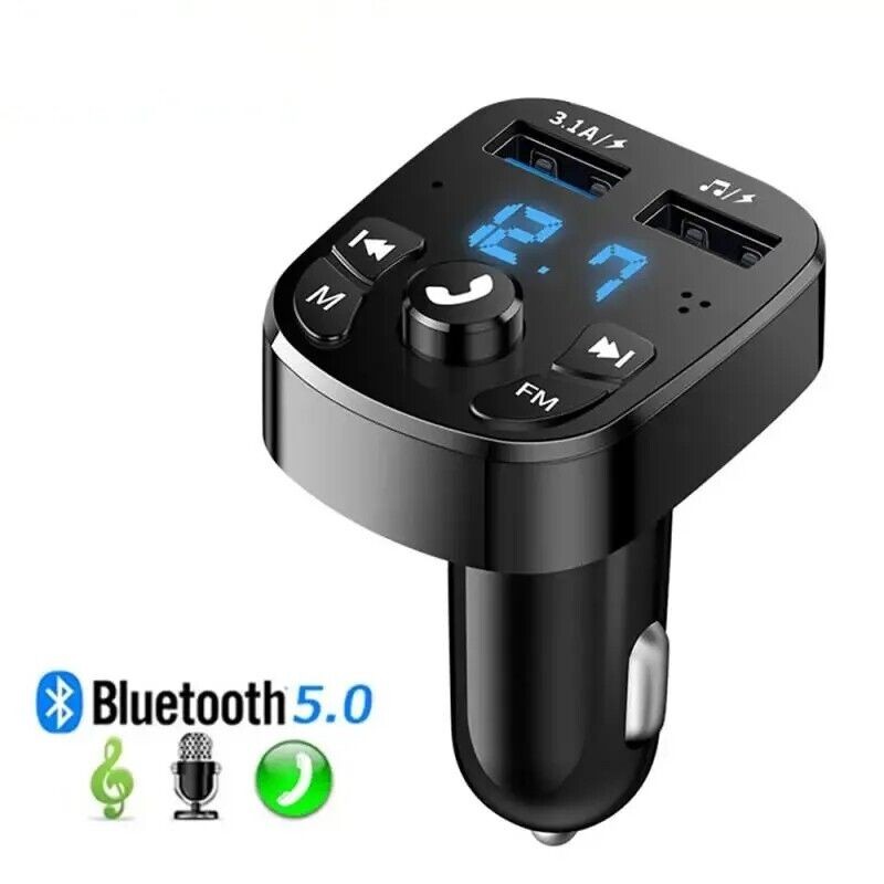 Bluetooth 5.0 Car Wireless FM Transmitter Adapter 2USB PD Charger AUX Hands lot