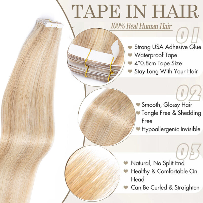 CLEARANCE Tape In 100% Real Remy Human Hair Extensions Skin Weft Full Head Ombre