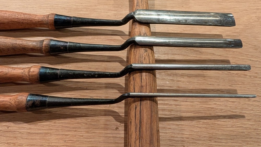 Set Of Four Japanese Kote Nomi Crank Neck Gouges