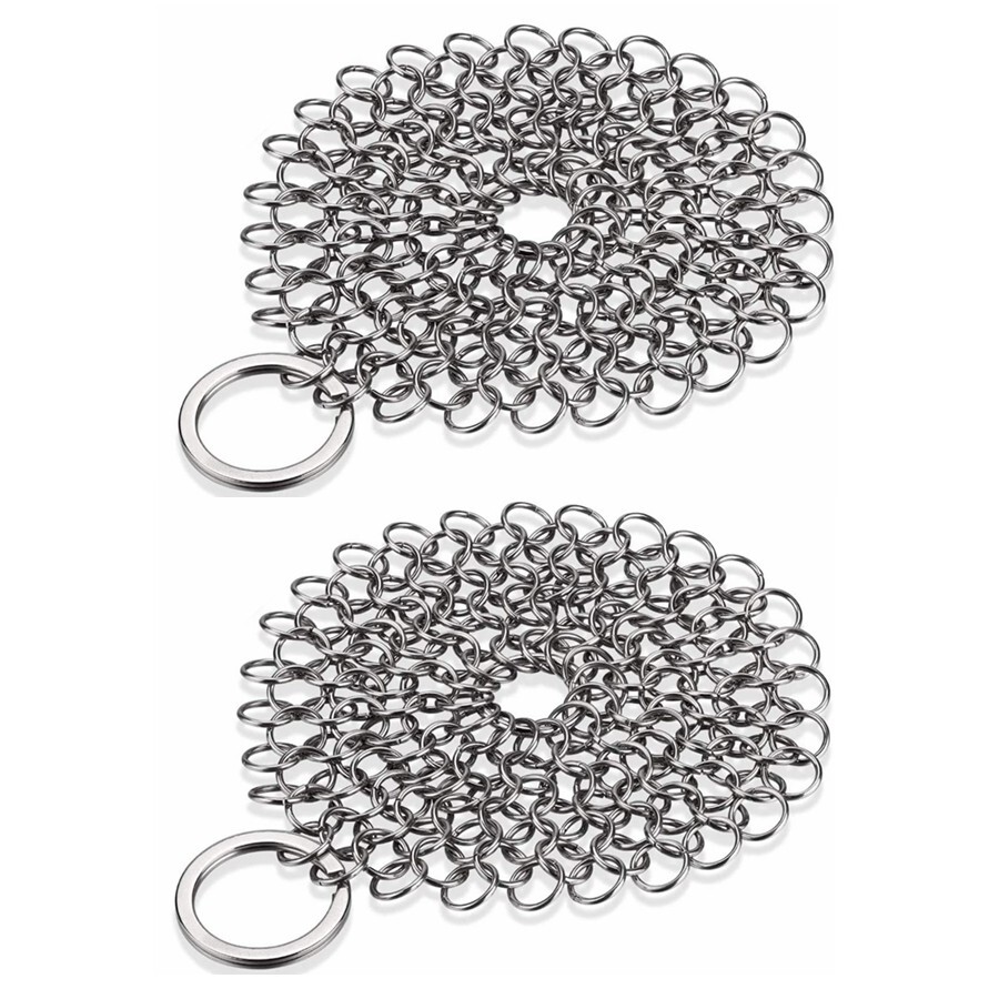 2pcs Stainless Steel Cast Iron Cleaner Chain Mail Scrubber Kitchen Cookware B440