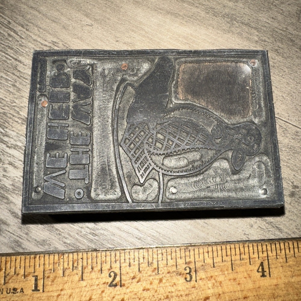 Printing Block “ The Way We Help “ Unknown Image, Penguin??