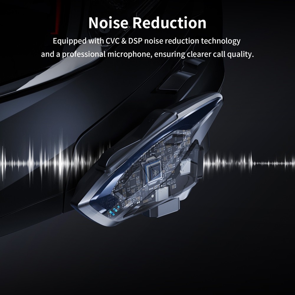 T6 Motorcycle Bluetooth Headset Helmet Intercom 2-Way 1000m Communication +Shell