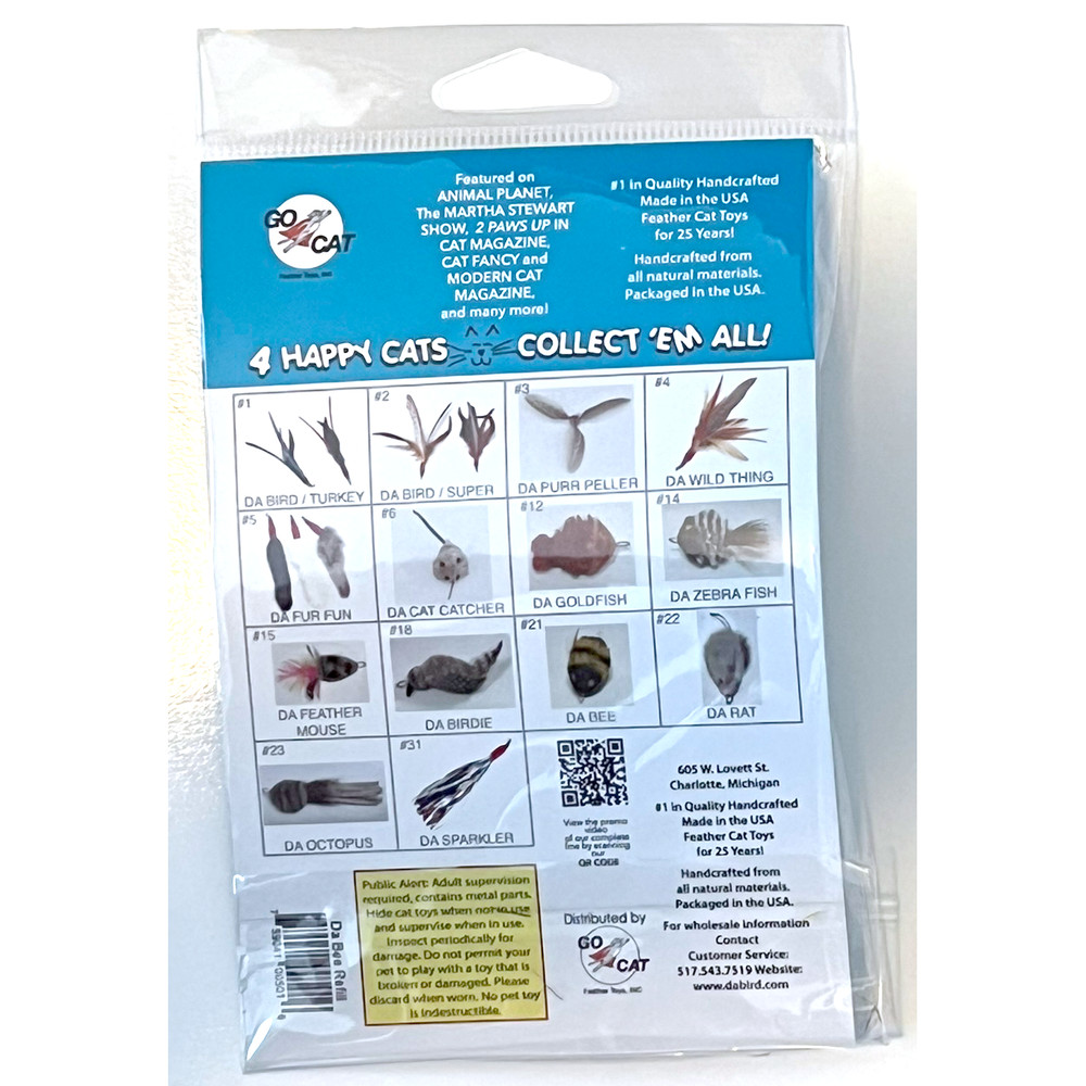 3 (THREE) Go Cat Da Bee Refills for Wand Pole Bee Mouse Interactive Kitten FUN
