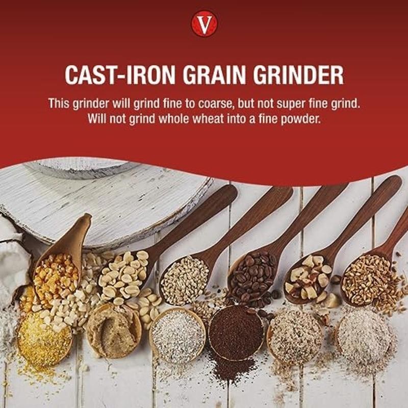 Manual Grain Grinder Cast Iron Construction Adjustable Coarseness Kitchen Tool
