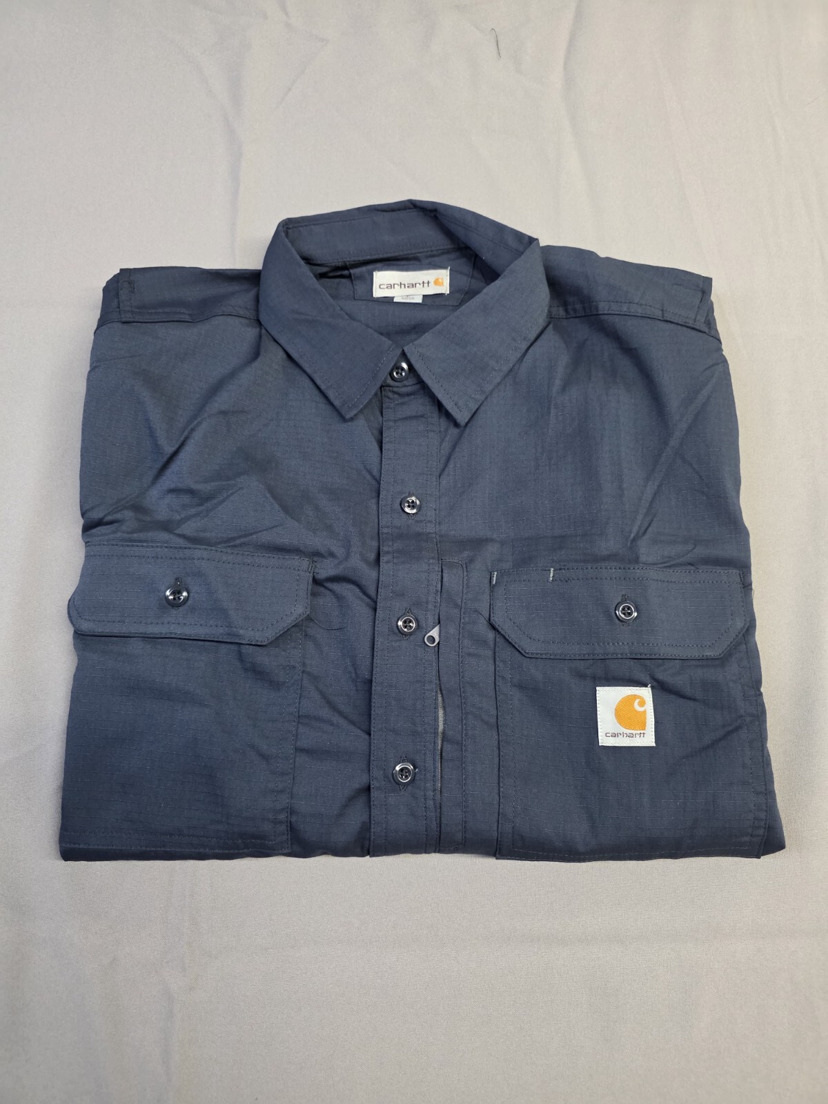 Carhartt Men's Long-Sleeve Button-Down Work Shirt Navy