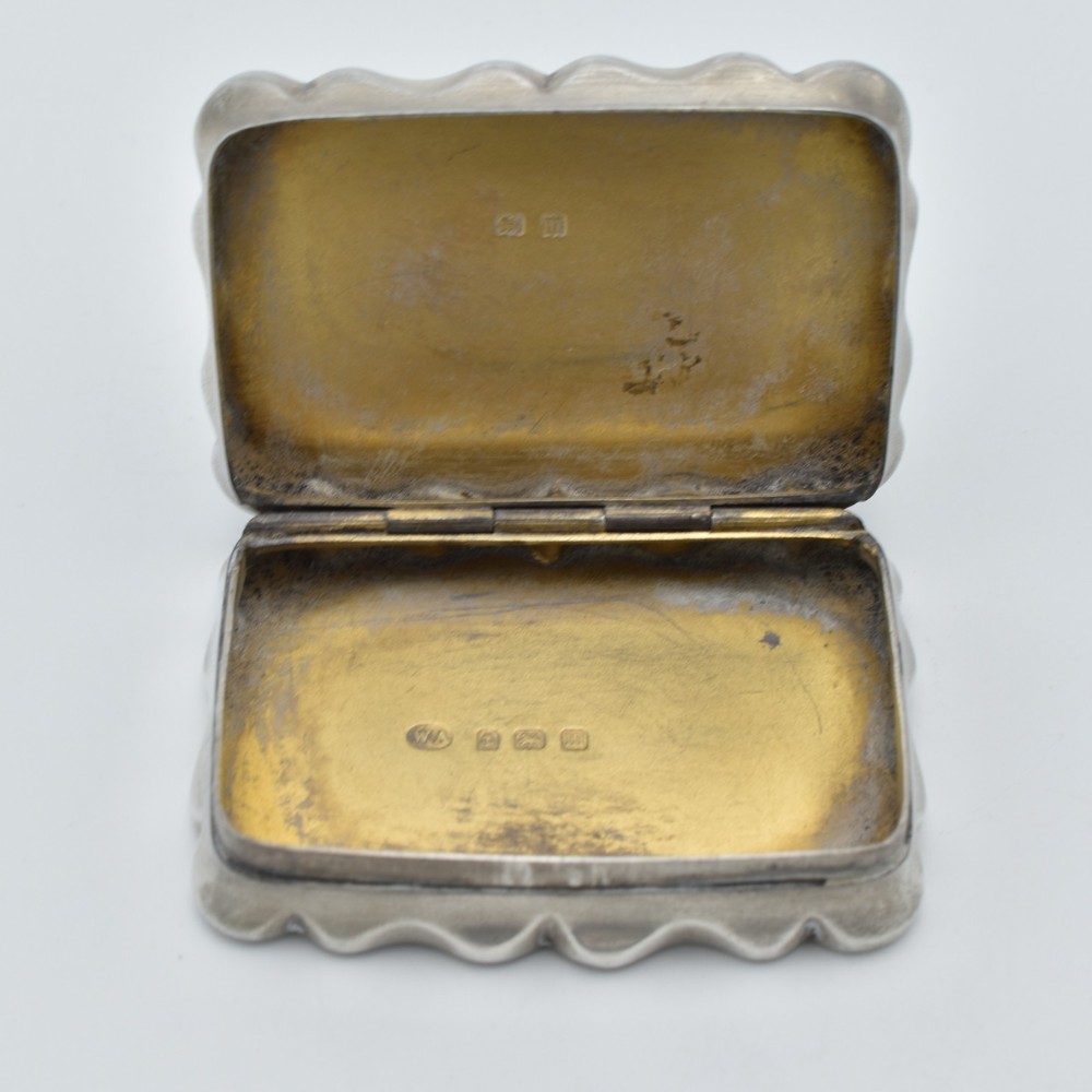 Antique Solid Silver Snuff Box 1911 Shaped William Aitken