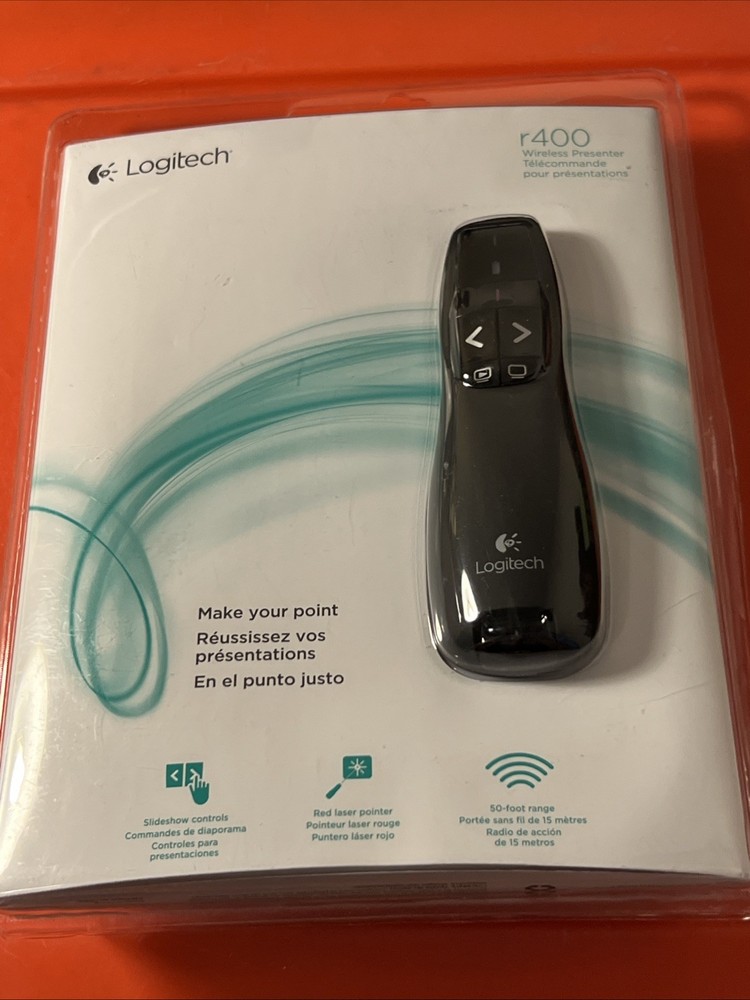 Logitech R400 Laser Presenter Remote Control & Pointer — Brand New Sealed