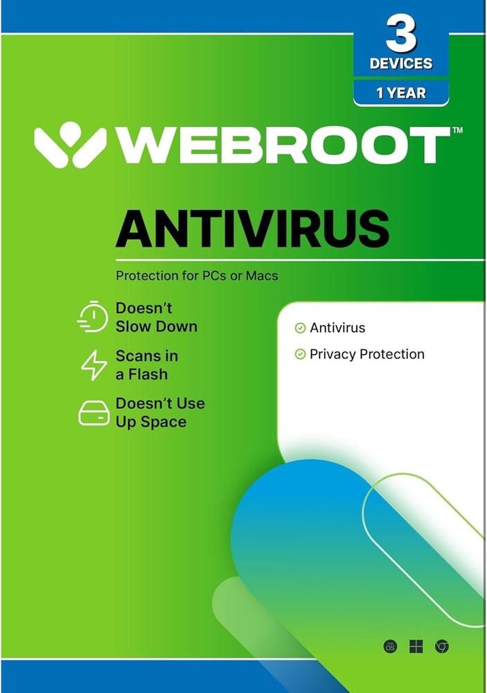 Antivirus Software 2026 | 3 Device | 1 PC/Mac with Keycard