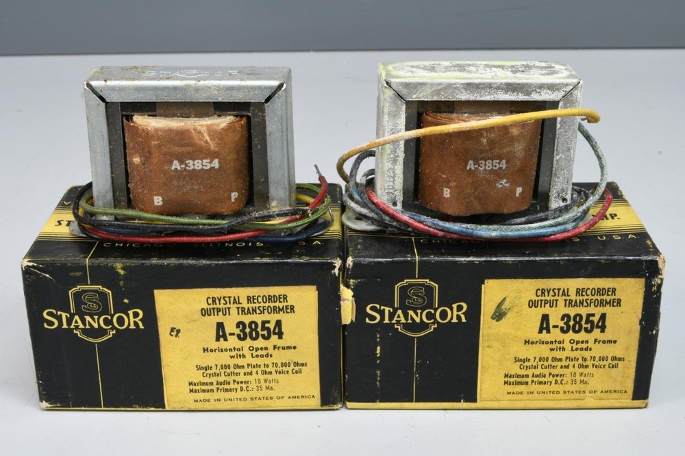 2 NOS STANCOR A-3854 CRYSTAL RECORDER OUTPUT TRANSFORMERS NOS