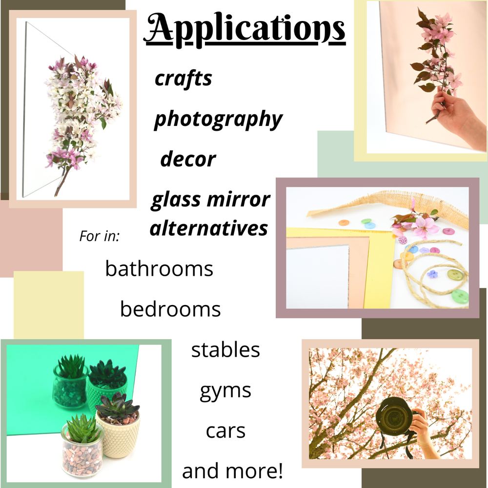 Mirrored Acrylic Plexiglass Plastic Sheet, Various Sizes and Thicknesses