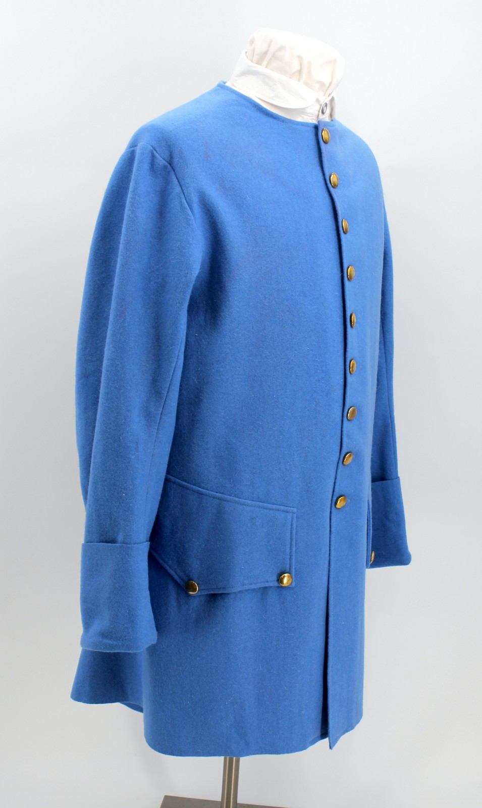 French Blue Wool Sleeved Waistcoat Size 46 / XL