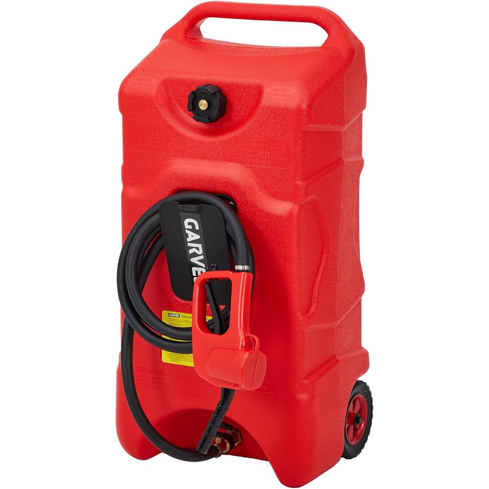 Upgraded Fuel Transfer System: 16 Gal Gas Caddy with Manual Pump for ATV, Boat