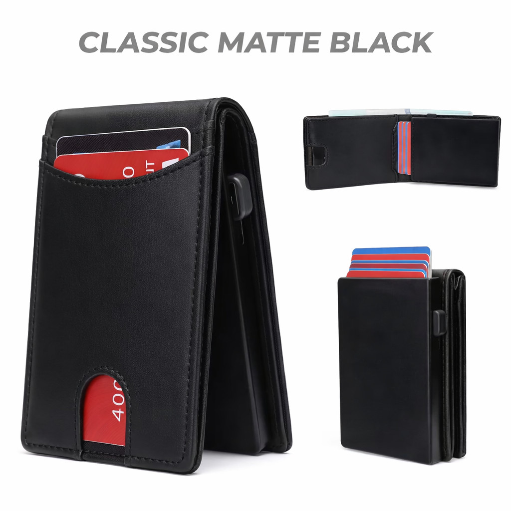 Men’s Slim Pop Up Wallet RFID Blocking Carbon Fiber Bifold Fast Ship Men Gift