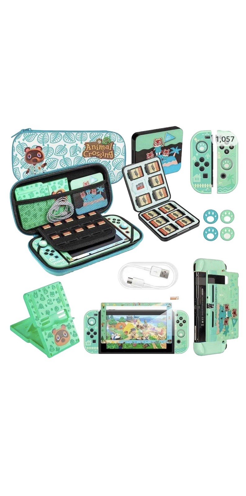 Nintendo Switch Animal Crossing Case with Accessories Bundle